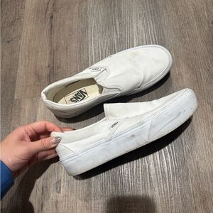 Platform Vans Slip Ons - White